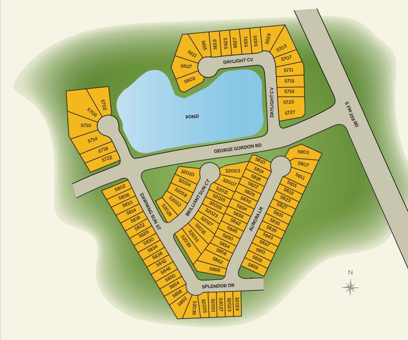 This map gives an overview of the forthcoming Summerview development in Fulshear.